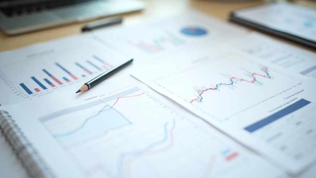 Graphique économique imprimé sur papier avec annotations et graphique en arrière-plan